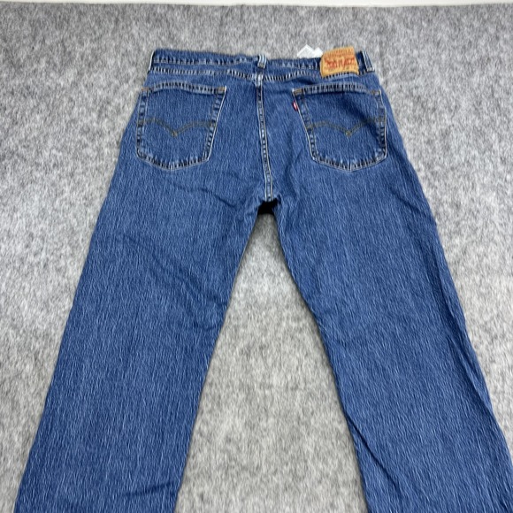 Levis 505 Jeans Mens 36x32 Blue Regular Straight Stretch Denim Pants Actual35x30 - Picture 9 of 16